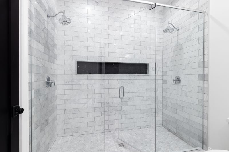 Elegant Shower with Marble Tile